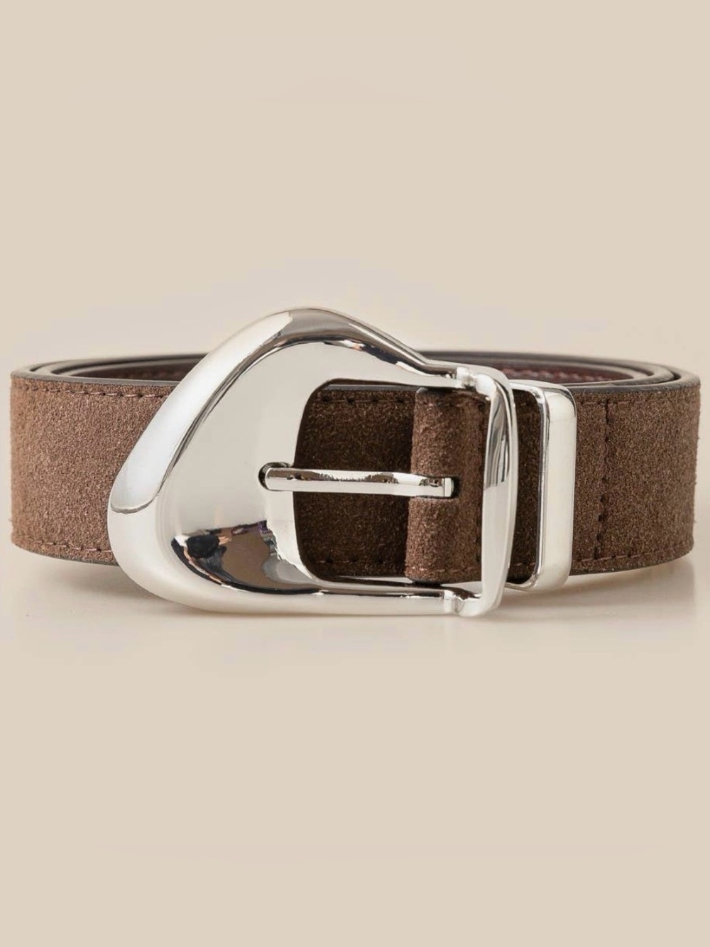 Silver Ornate Buckle Soft Brown Belt